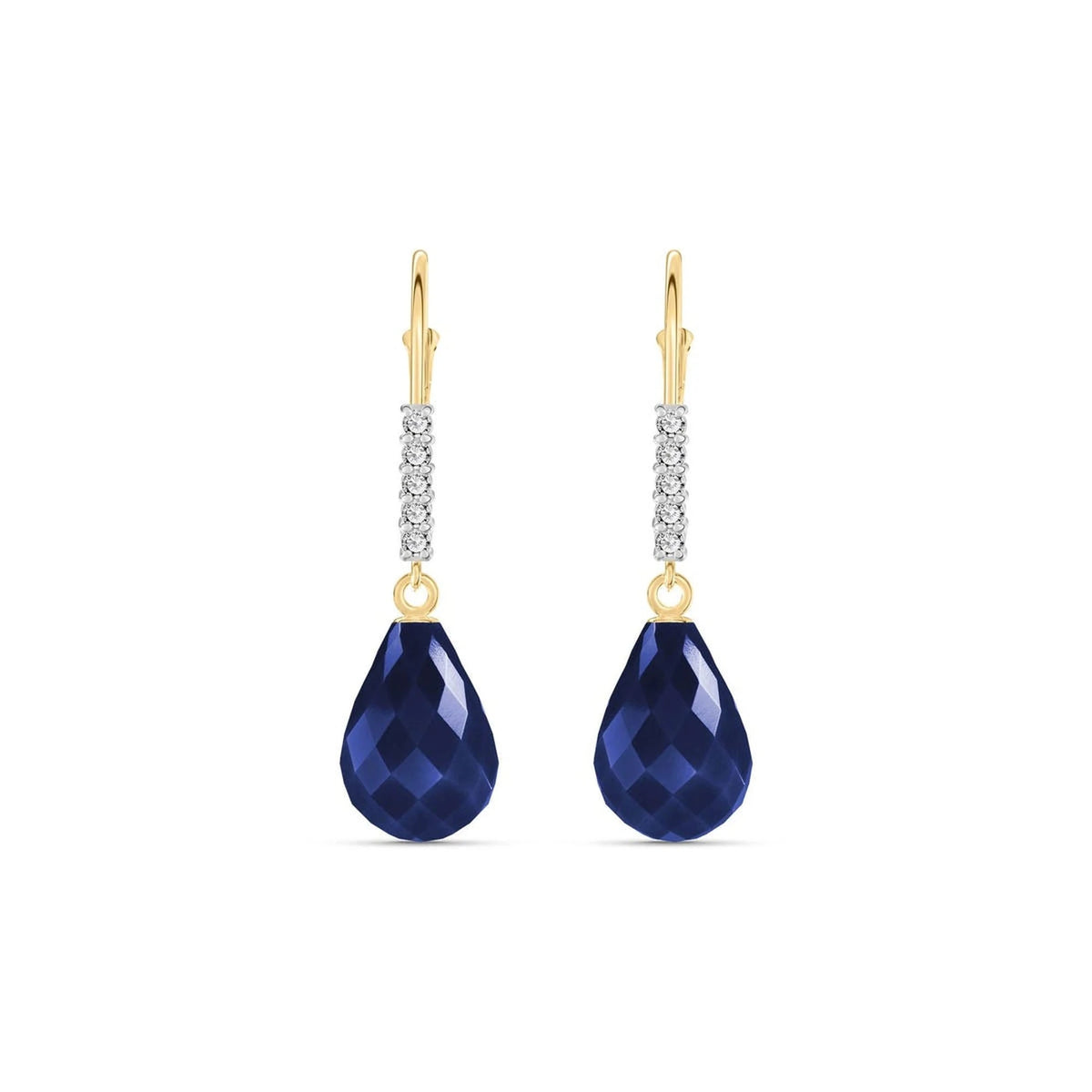 Yellow Gold Diamond & Sapphire Leverback Earrings — Desideria — main product view