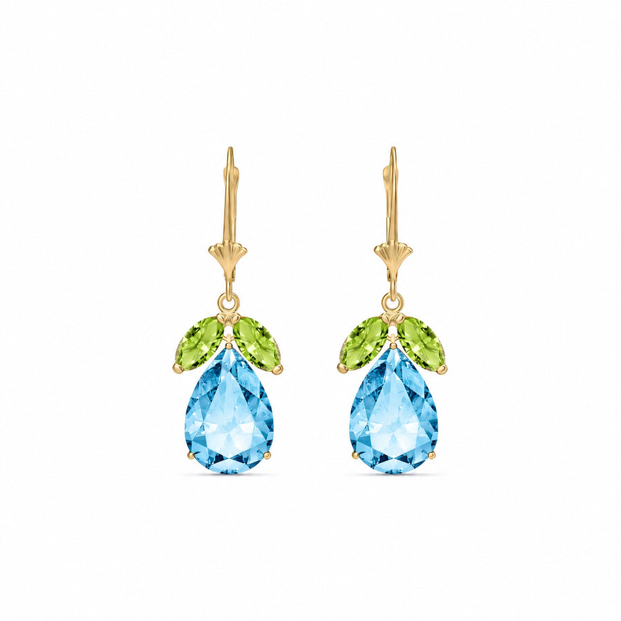 Yellow Gold Celeste Drop Earrings Blue Topaz 10K — Eulalia