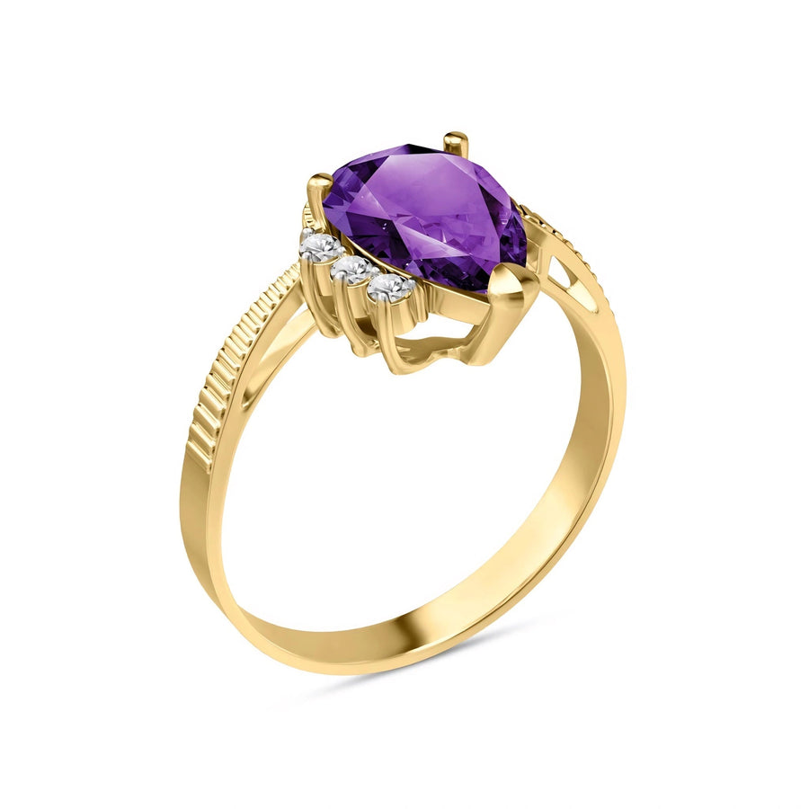 Yellow Gold Heritage Ring Amethyst 10K — Rosalba