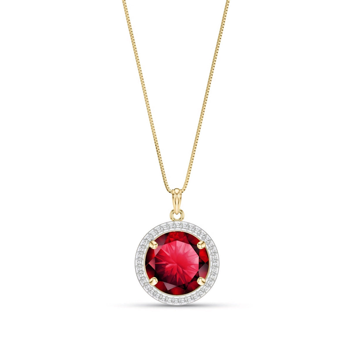 Yellow Gold Bloom Pendant Necklace Ruby — Erminia