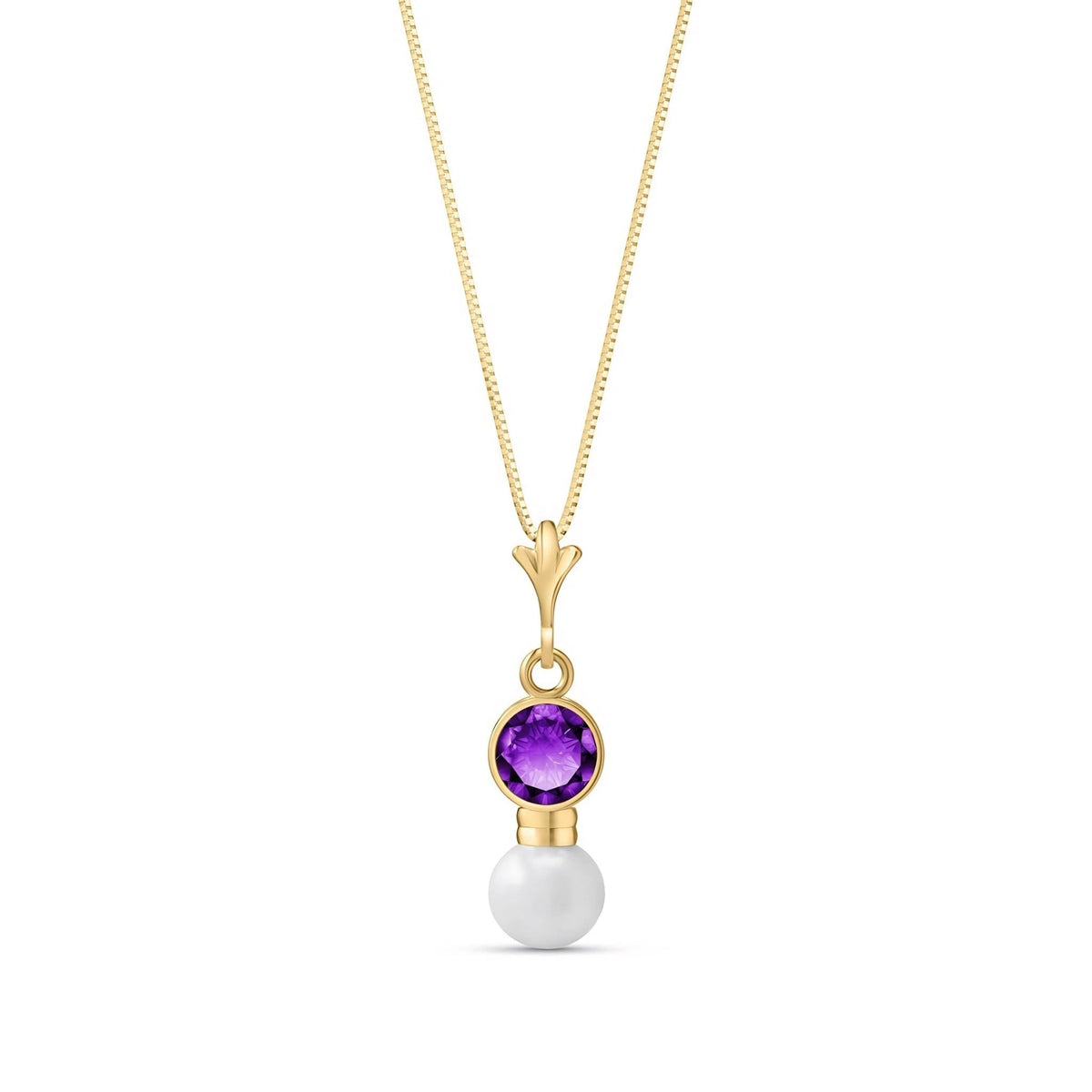 Yellow Gold Rose Necklace Amethyst 10K — Laura