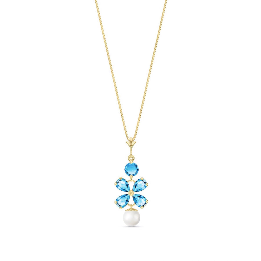 Yellow Gold Pearl & Blue Topaz — Amantina