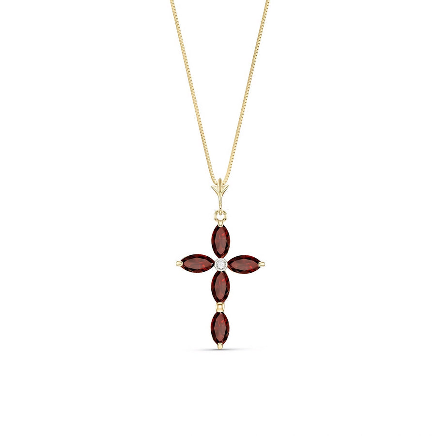Yellow Gold Charm Necklace Garnet 10K — Delia