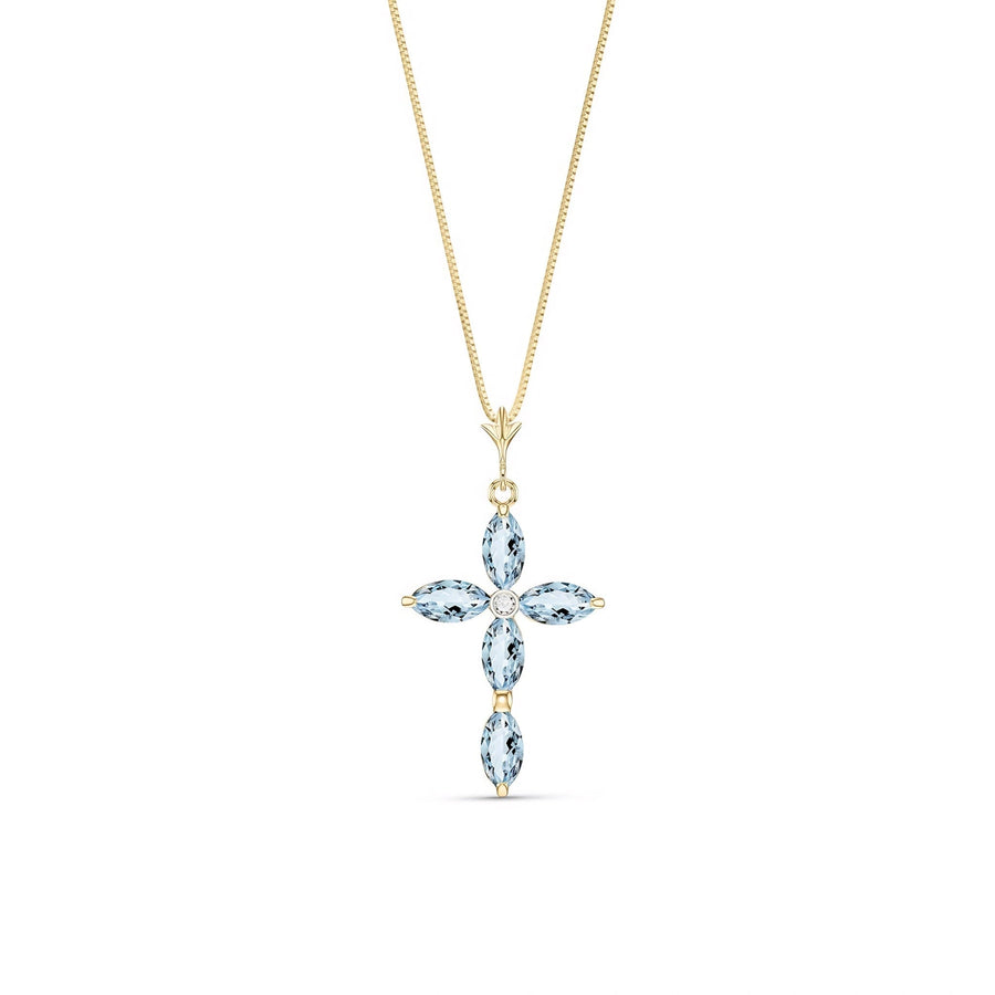 Yellow Gold Charm Necklace Aquamarine 10K — Delia
