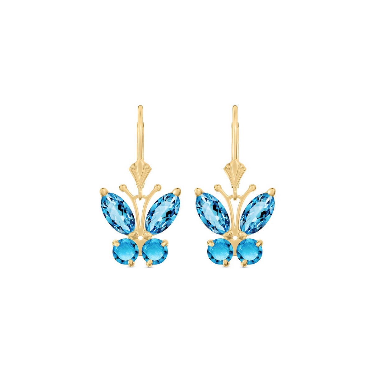 Yellow Gold Aura Earrings Blue Topaz 10K — Luciana