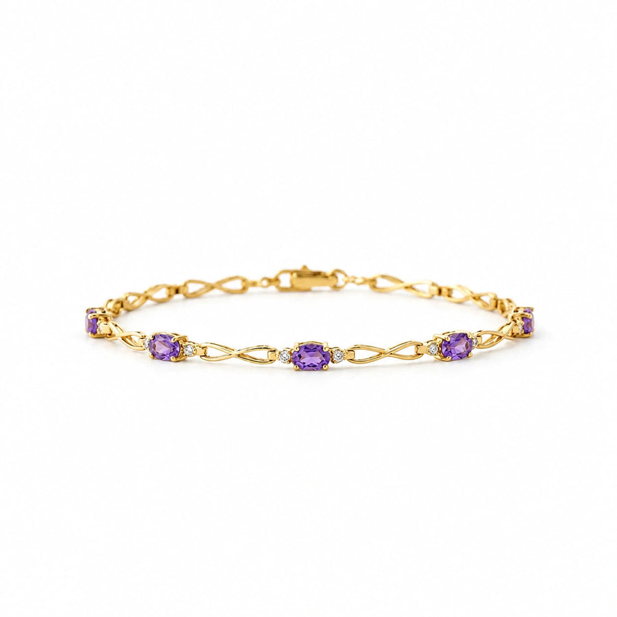 Yellow Gold Diamond & Amethyst — Mariagreta
