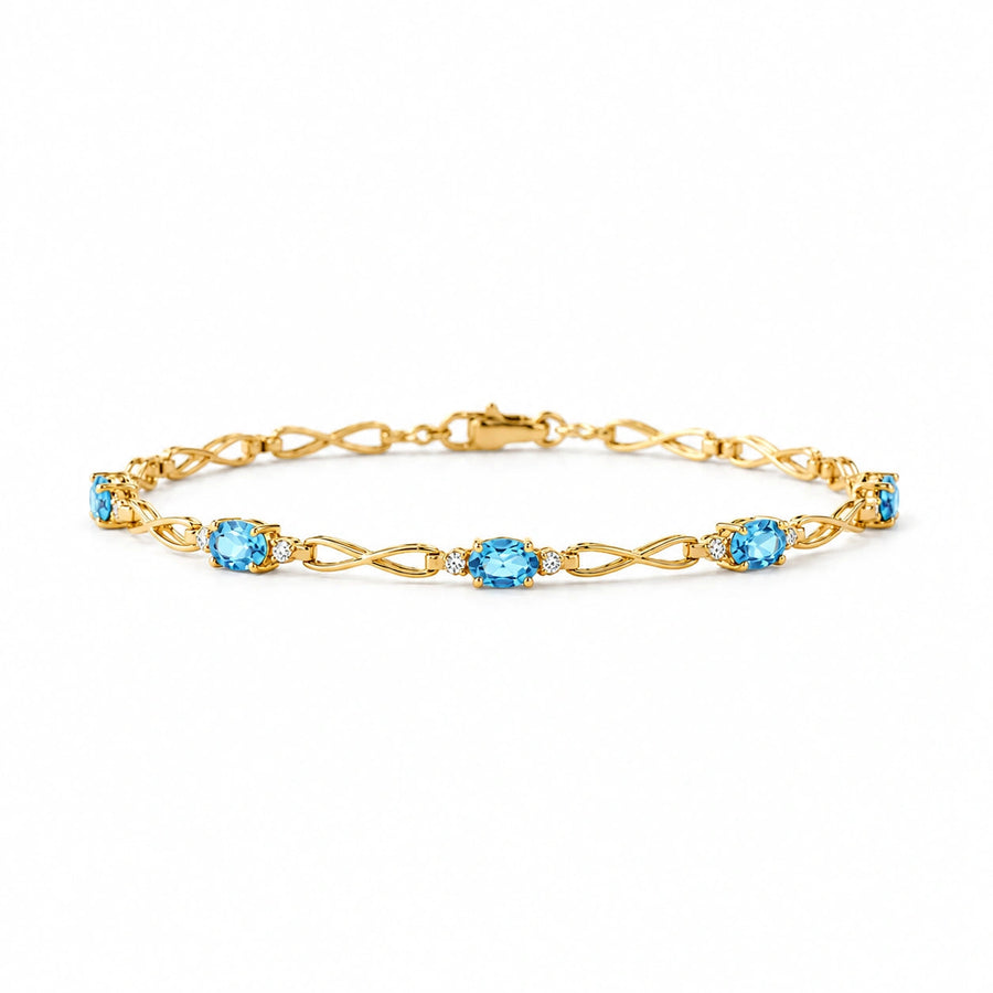 Yellow Gold Diamond & Blue Topaz — Mariagreta