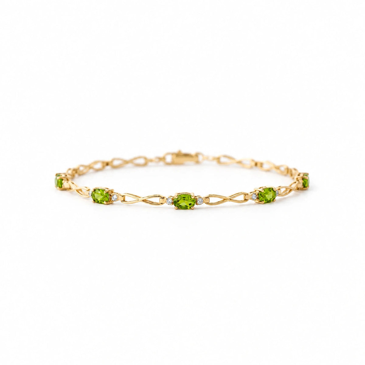 Yellow Gold Diamond & Peridot — Mariagreta