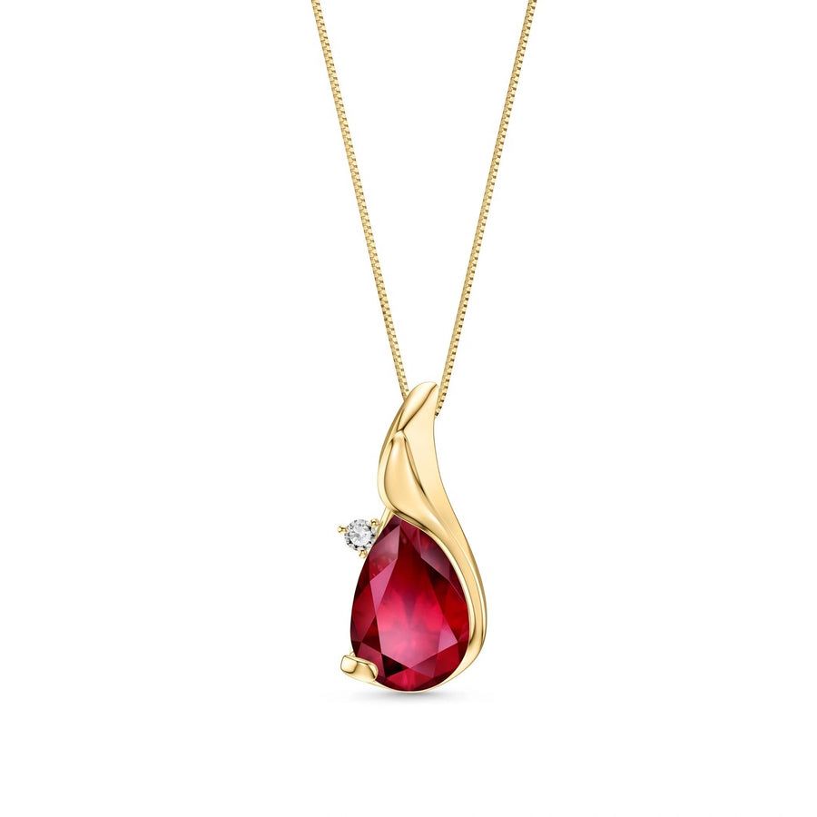 Yellow Gold Heritage Pendant Necklace Ruby 10K — Brunella