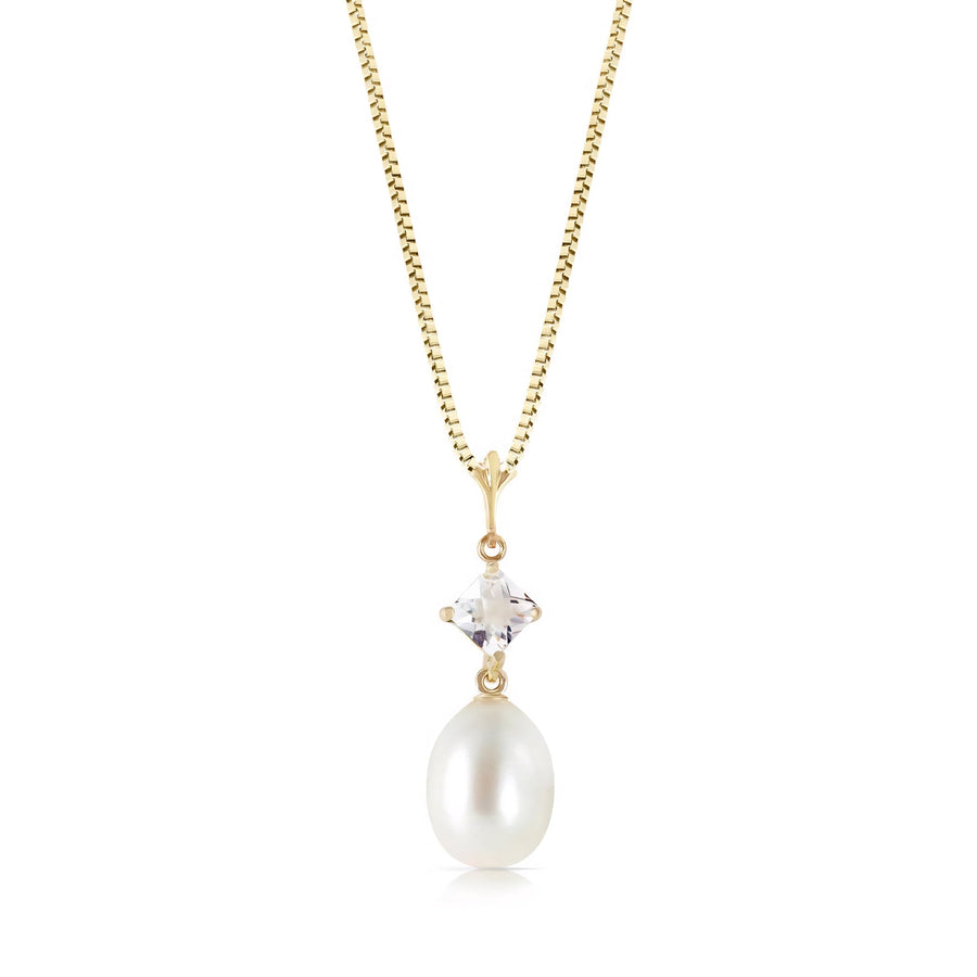Yellow Gold Pendant Necklace Pearl 10K — Saveria
