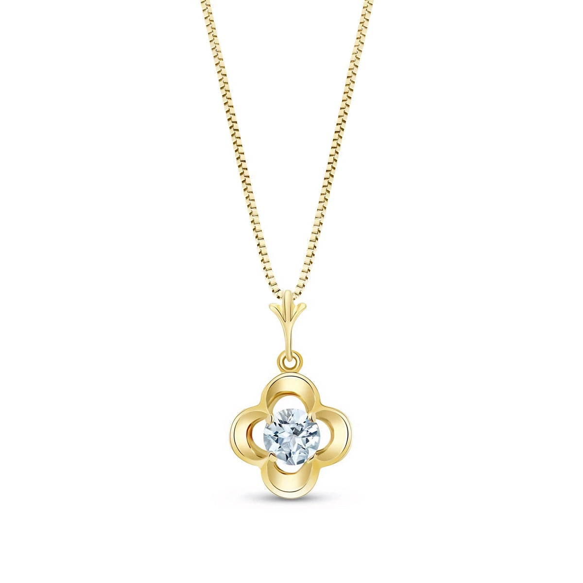 Yellow Gold Necklace Aquamarine — Malvina