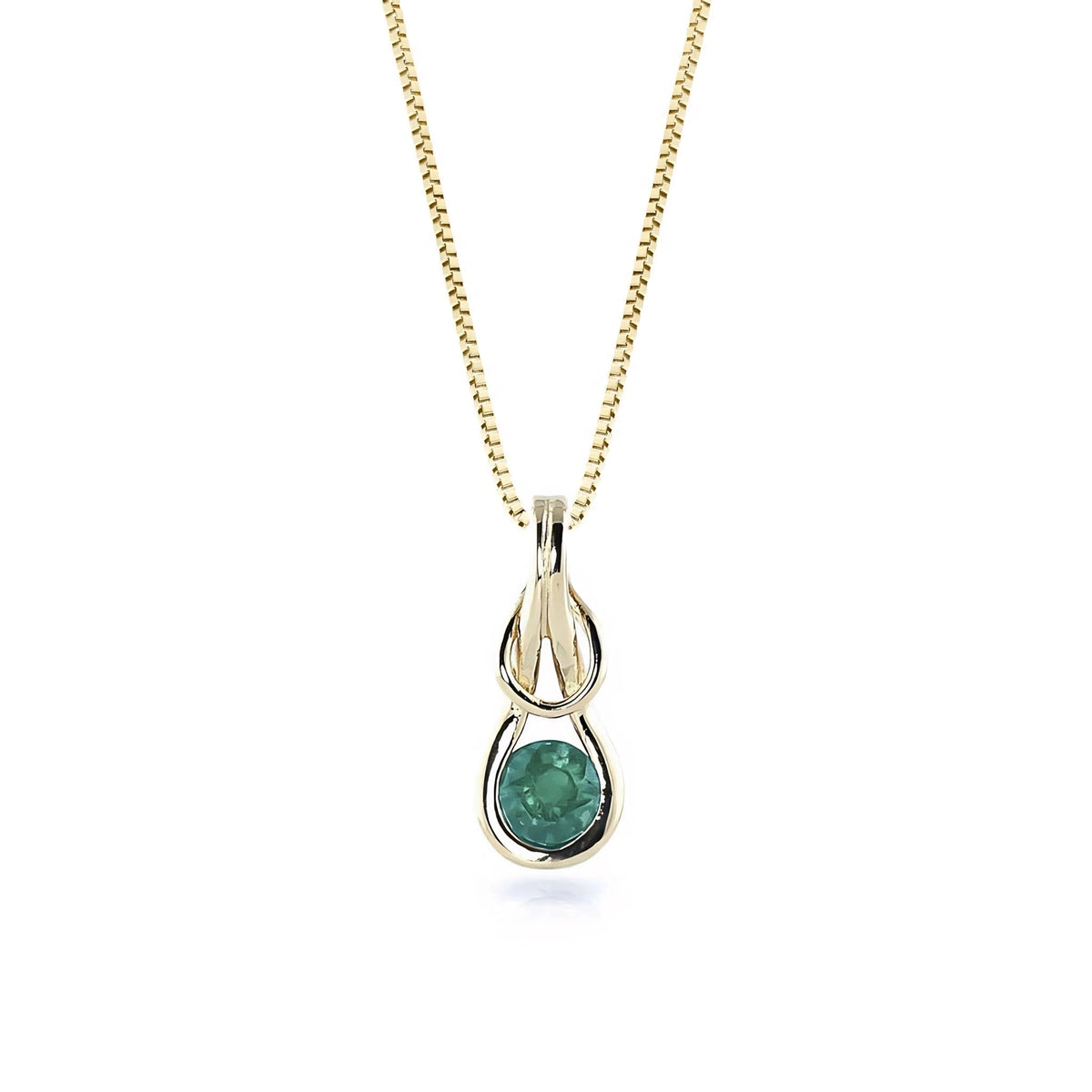 Yellow Gold Pendant Necklace Emerald — Serafina
