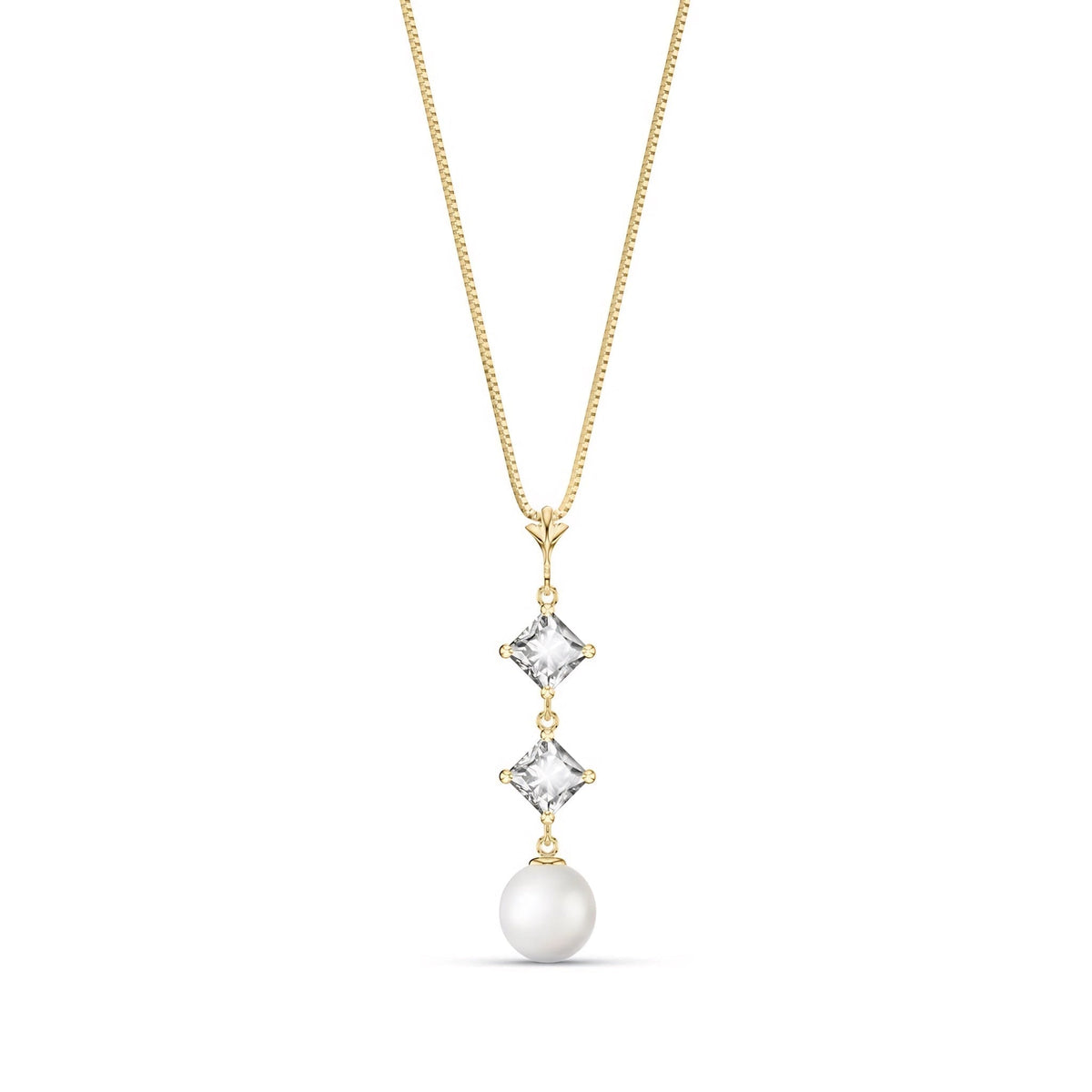 Yellow Gold Pendant Necklace Pearl 10K — Mimosa