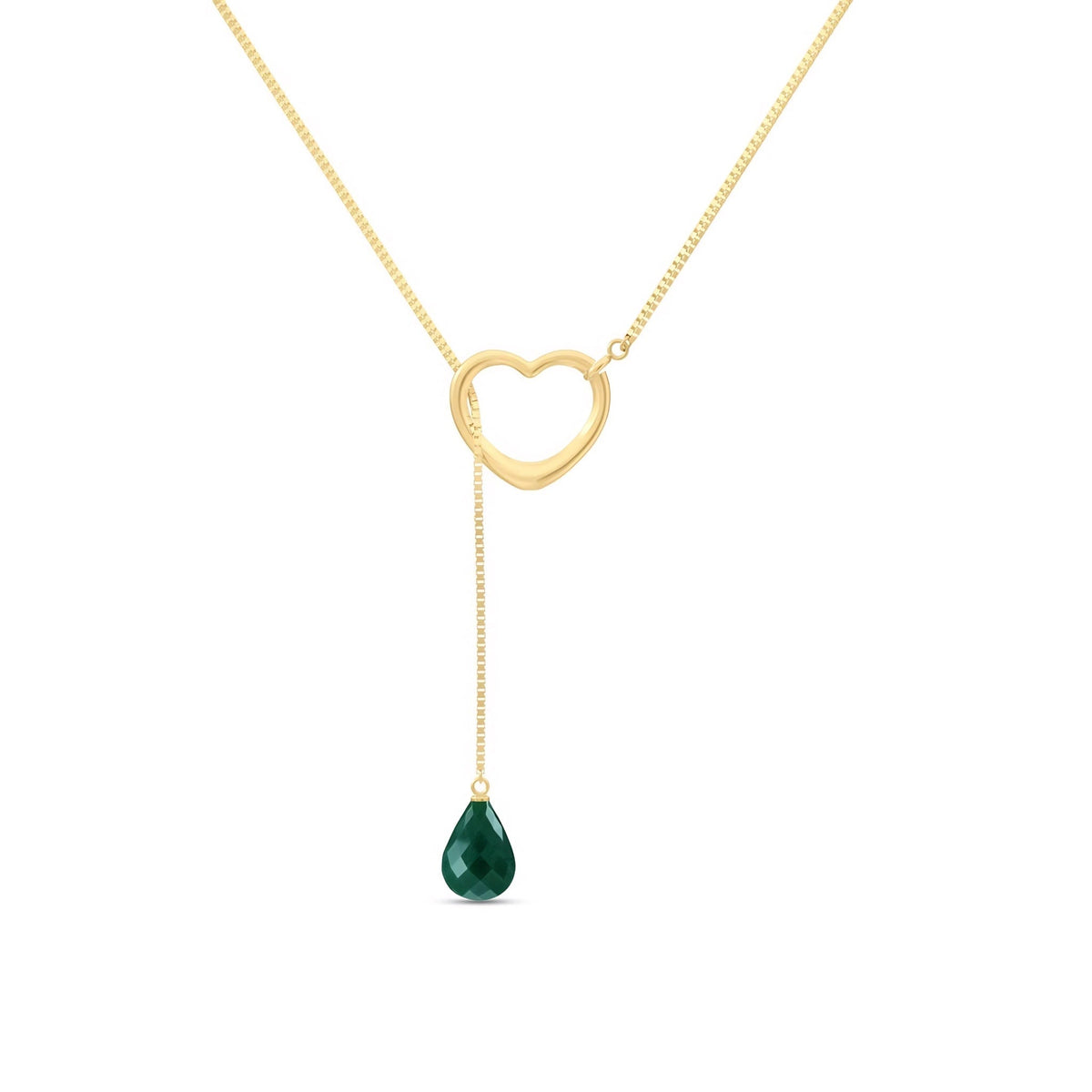 Yellow Gold Pendant Necklace Emerald — Lucia