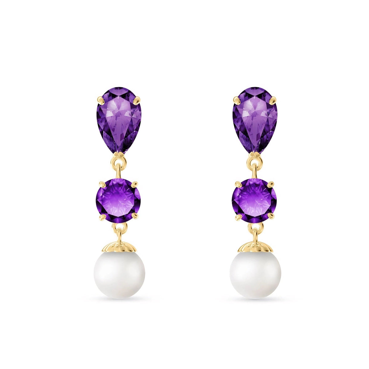 Yellow Gold Pearl & Amethyst — Mariacaterina