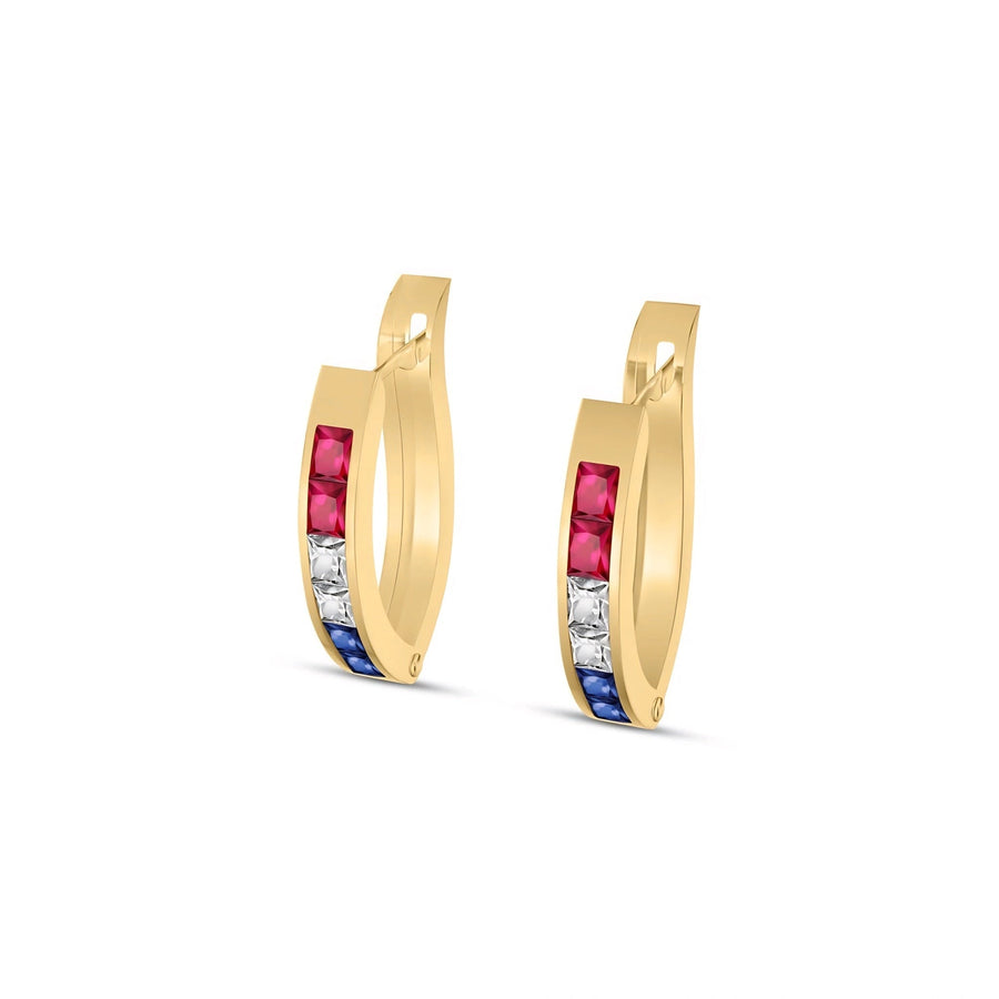 Yellow Gold Earrings Multi-Stone — Rosalinda Belle Earrings, front view