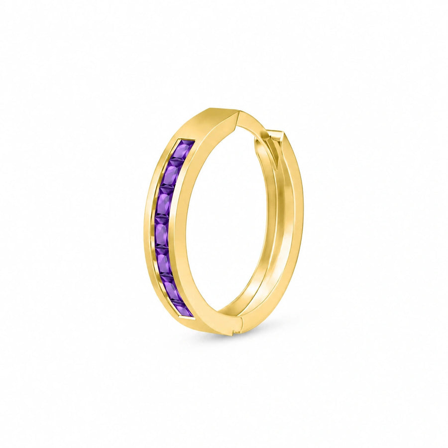 Yellow Gold Earrings Amethyst 10K — Rachele
