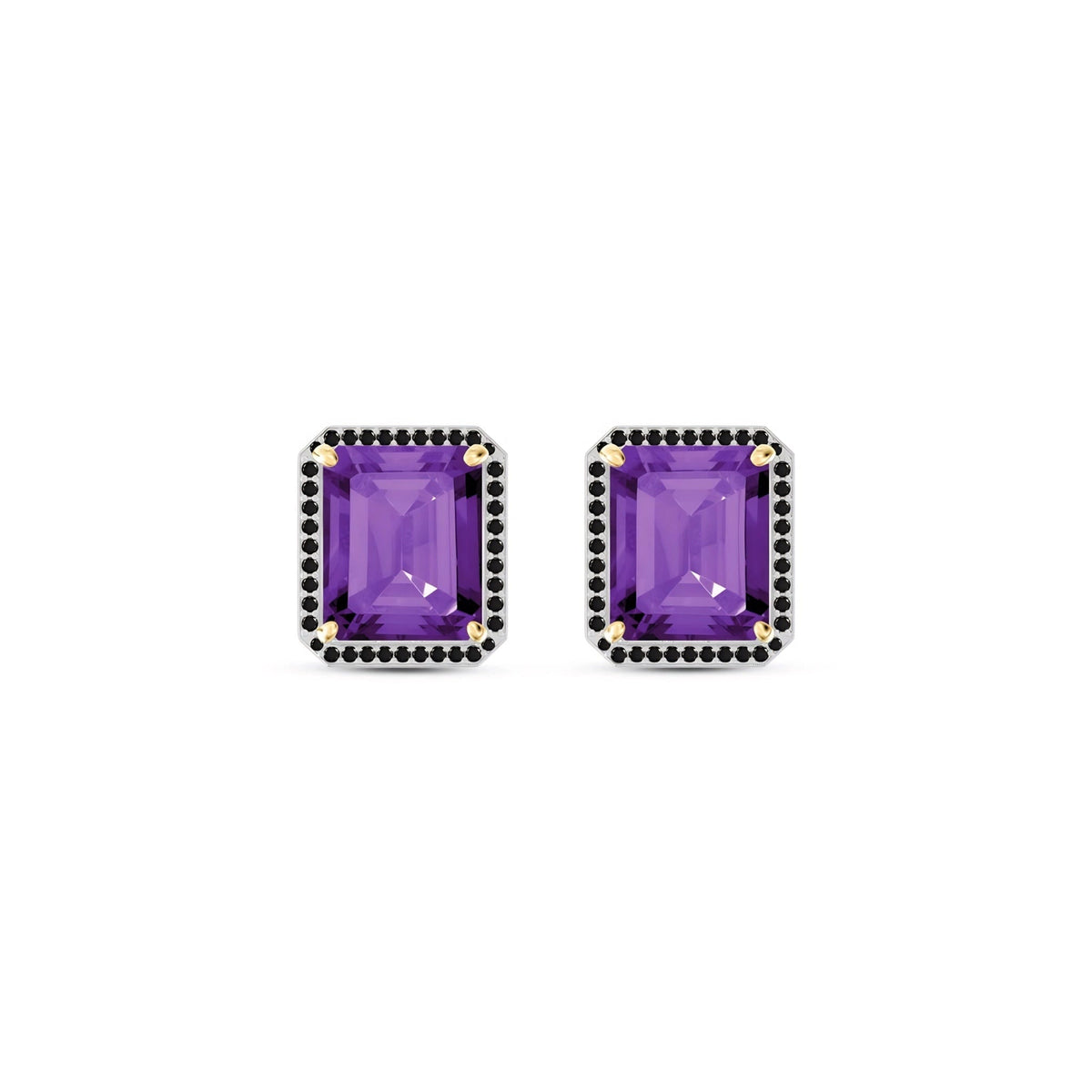 Yellow Gold Earrings Amethyst 10K — Faustina