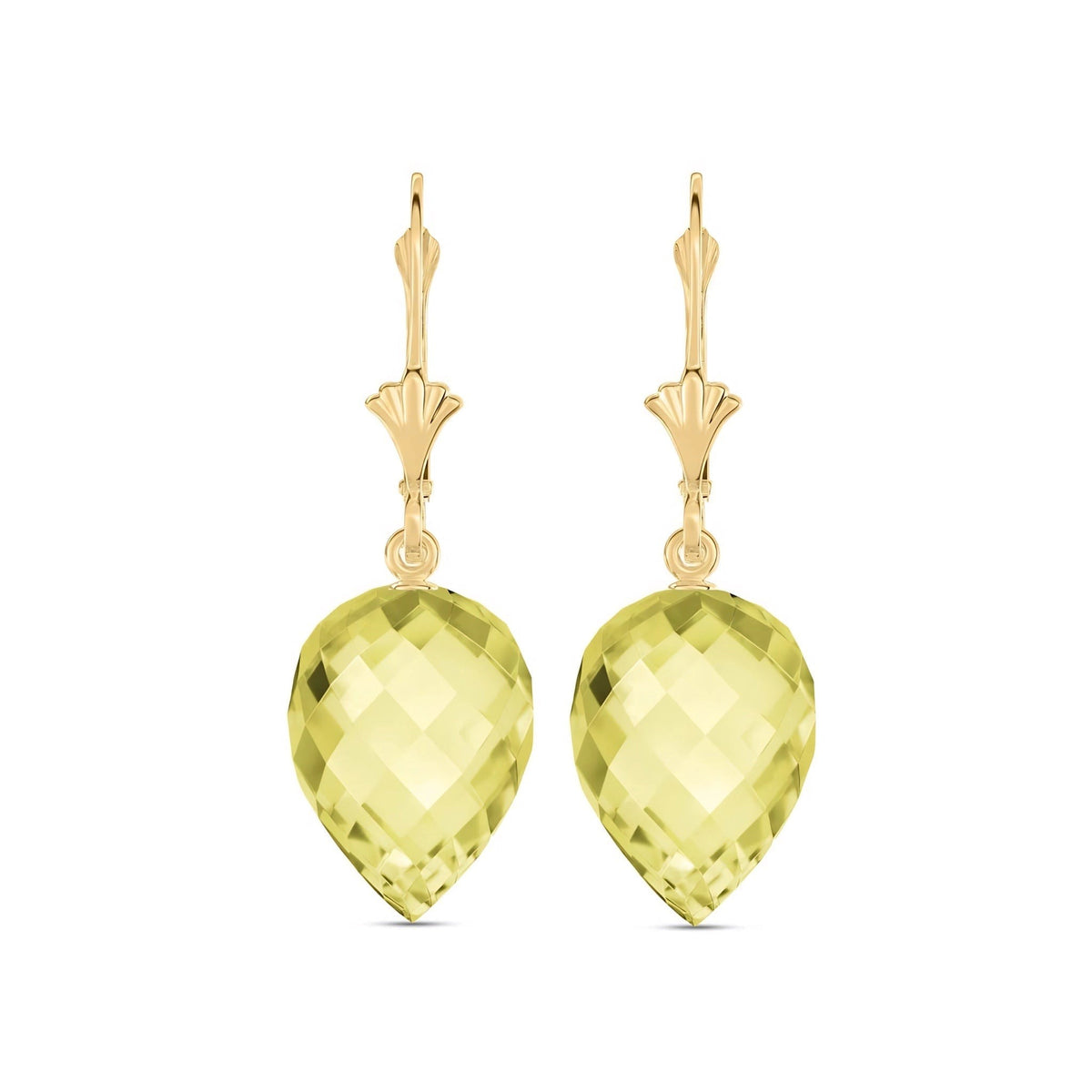 Yellow Gold Earrings Lemon Quartz — Ifigenia