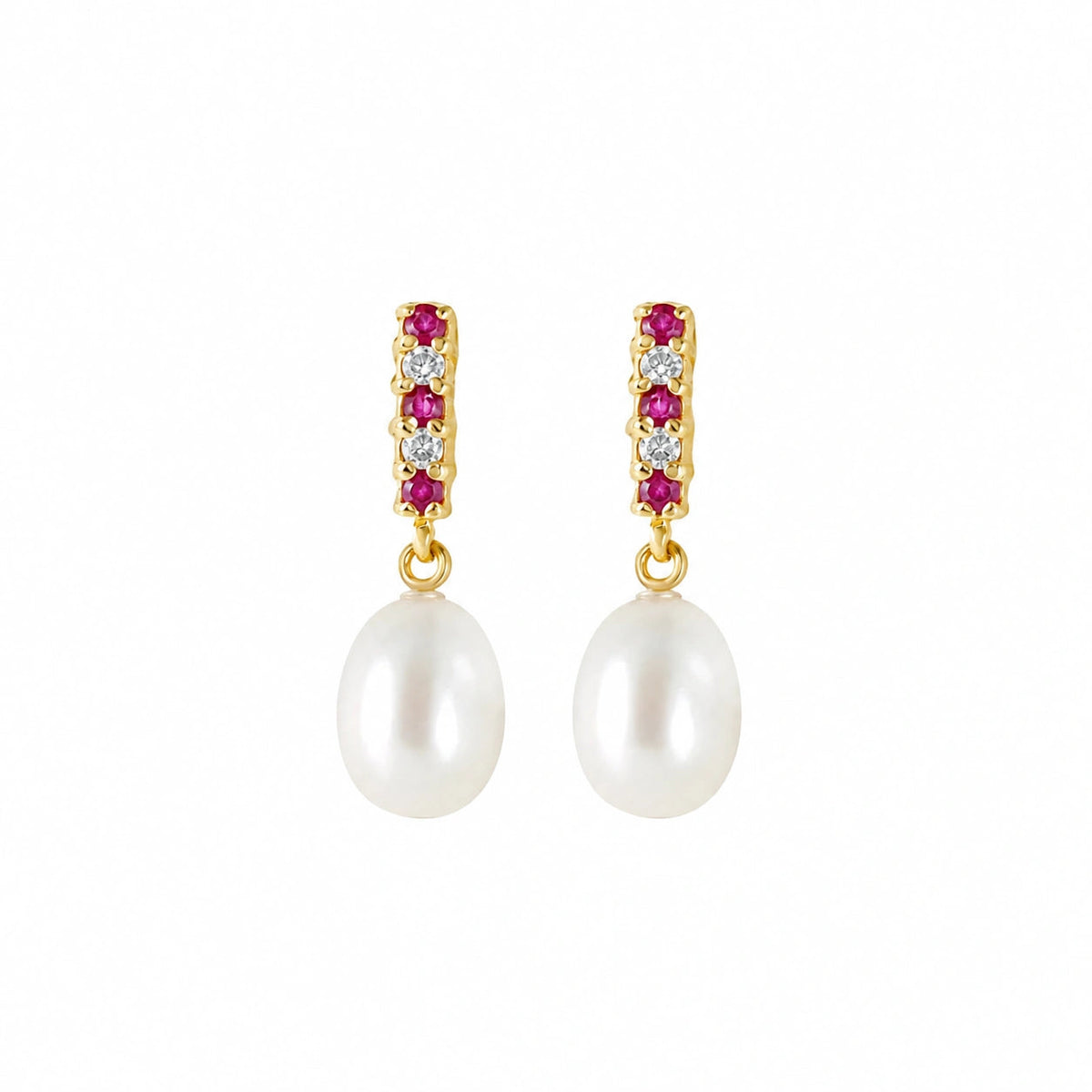 Yellow Gold Pearl & Diamond & Ruby — Mariacamelia