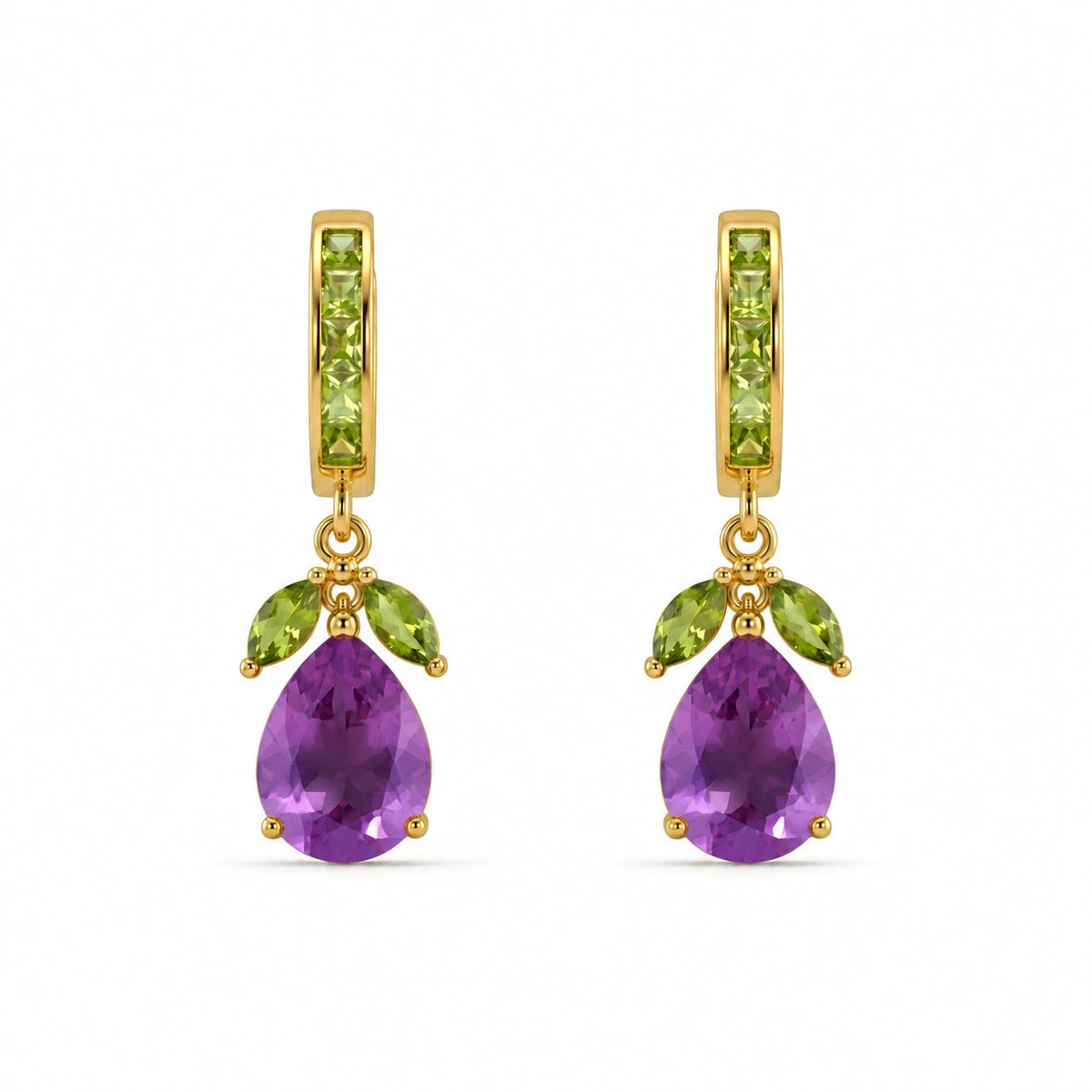 Yellow Gold Peridot & Amethyst — Mariacecilia