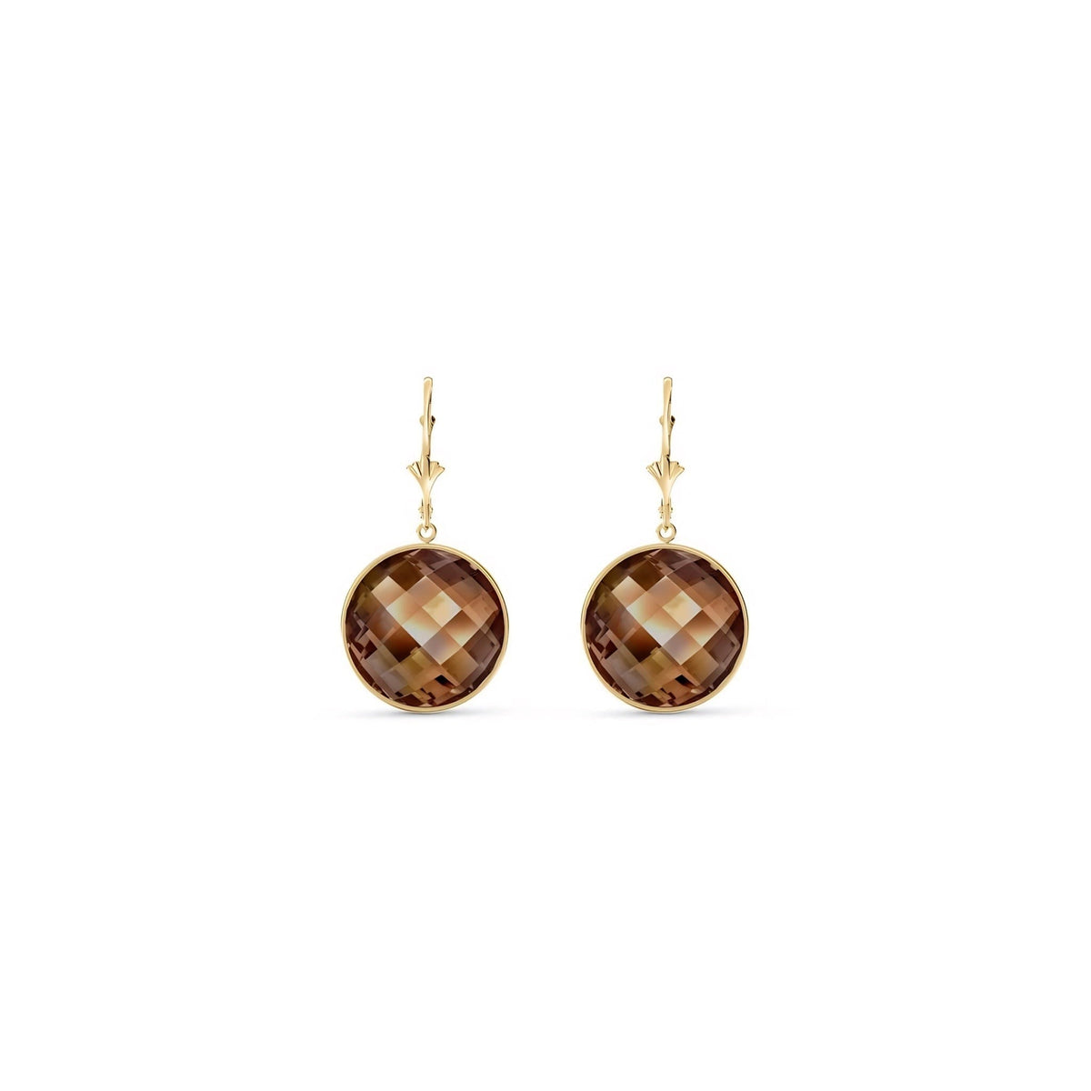 Yellow Gold Earrings Smoky Quartz 10K — Elisa