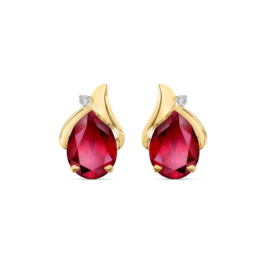 Yellow Gold Belle Stud Earrings Ruby 10K — Elide
