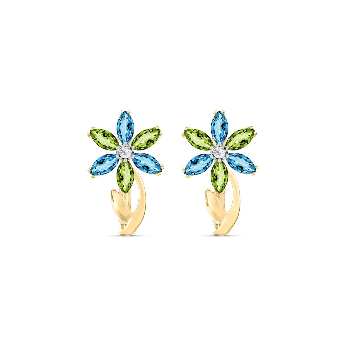 Yellow Gold Earrings Multi-Gemstone — Petronilla