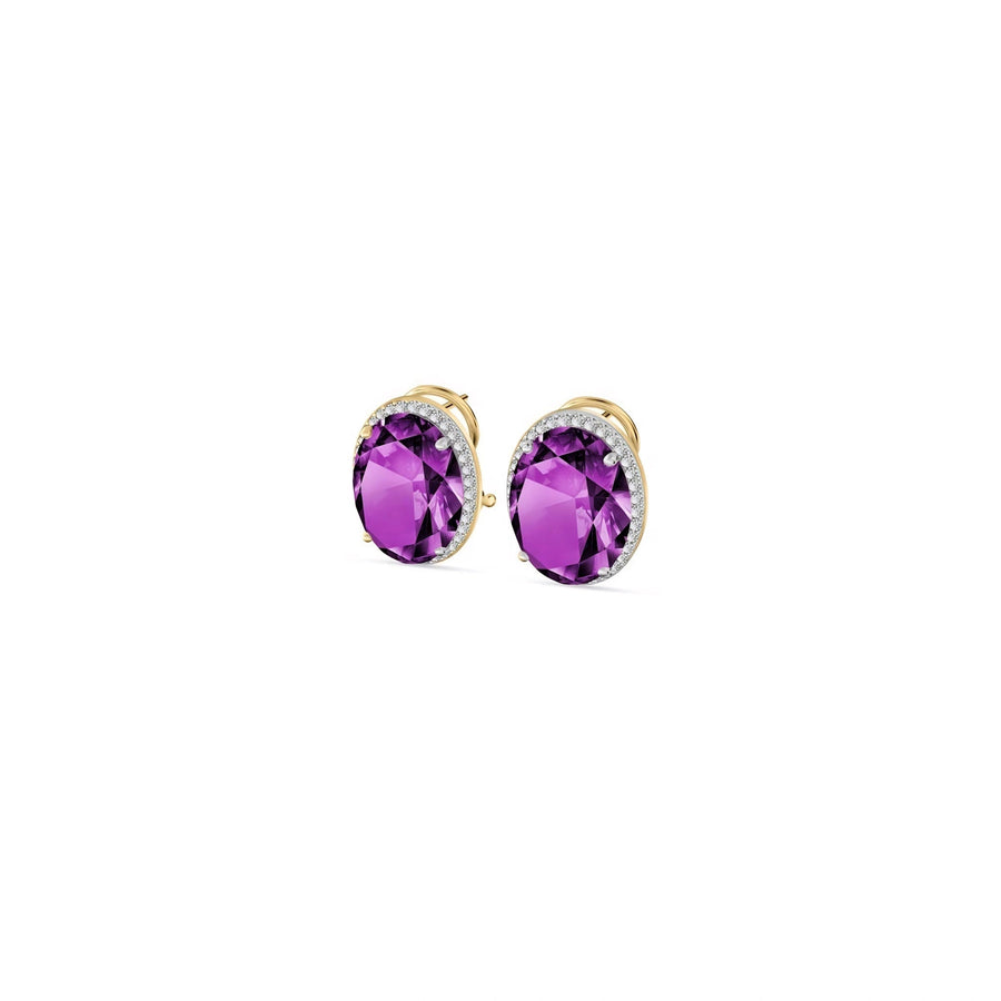Yellow Gold Earrings Amethyst 10K — Donatella