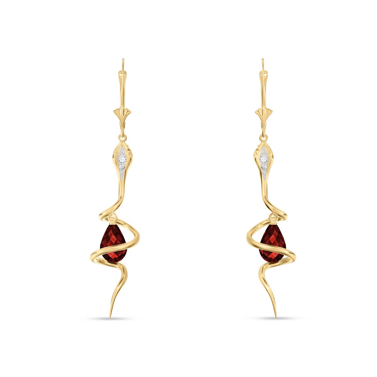 Yellow Gold Earrings Garnet 10K — Gioia