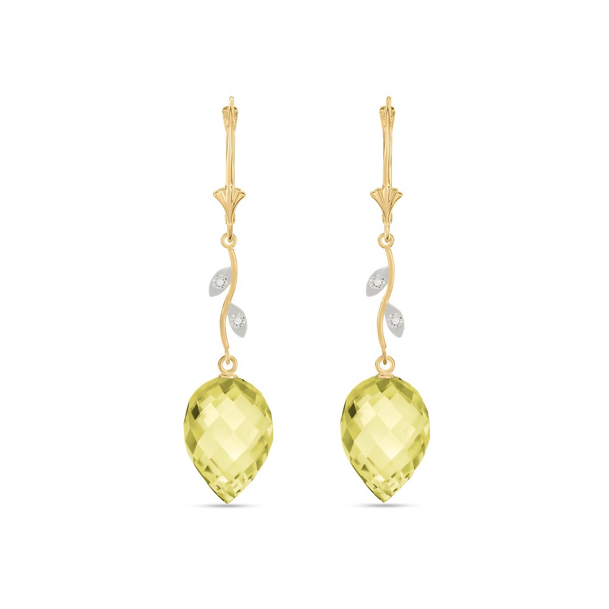 Yellow Gold Earrings Lemon Quartz 10K — Severina