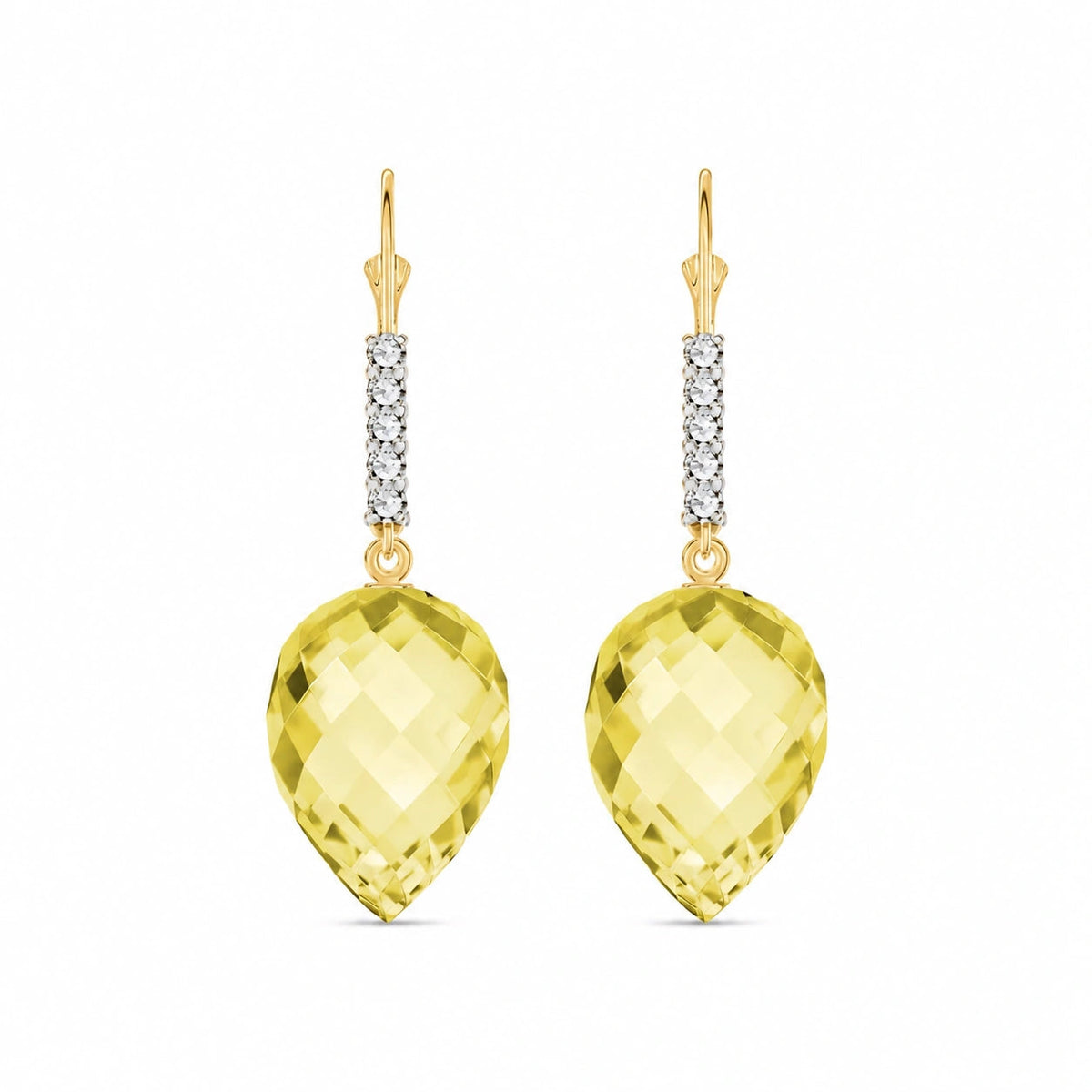 Yellow Gold Belle Earrings Diamond & Lemon Quartz — Nilde