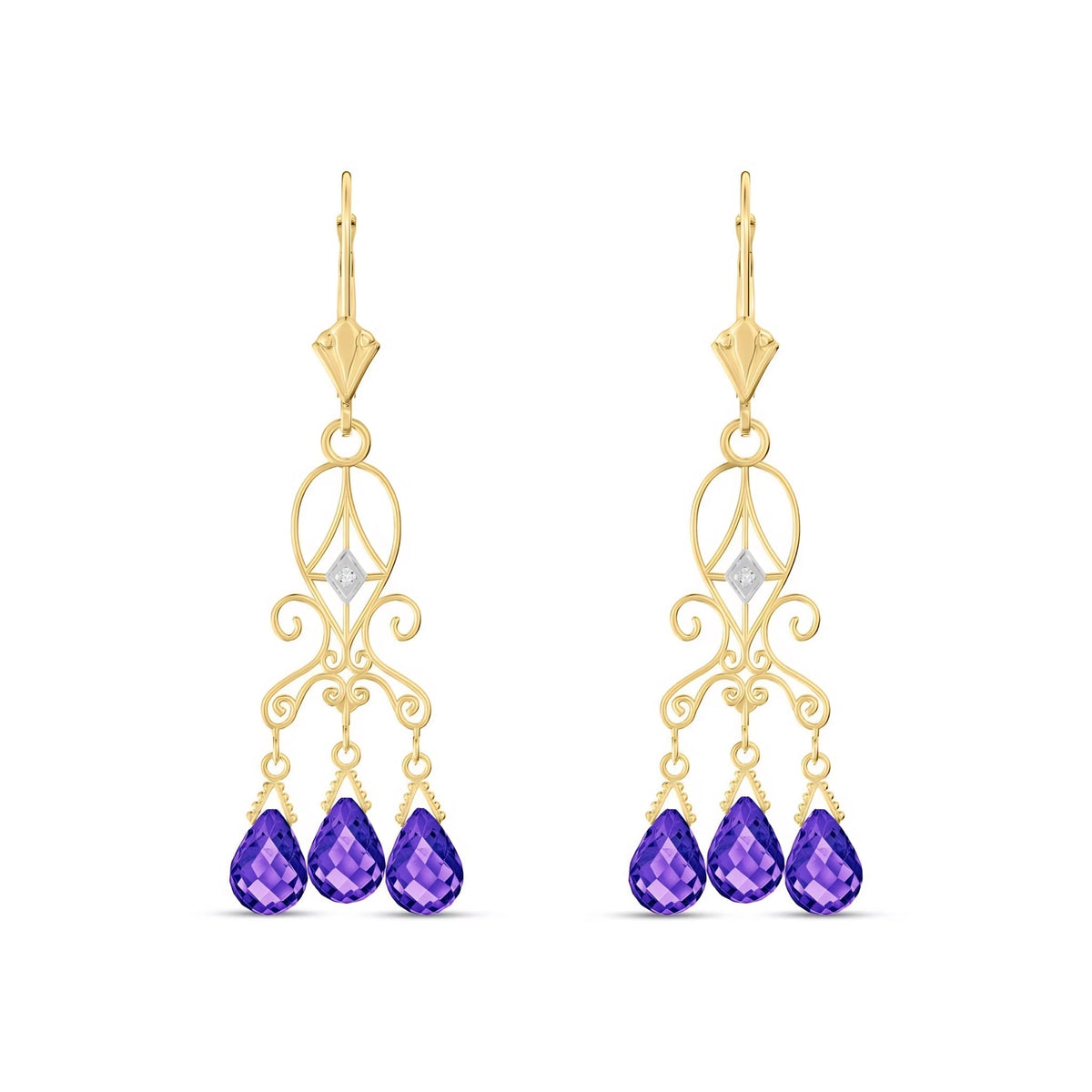 Yellow Gold Amethyst & Diamond — Mariagaia