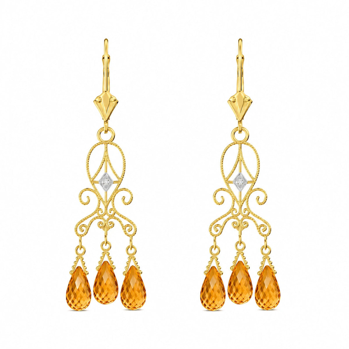 Yellow Gold Citrine & Diamond — Mariagaia