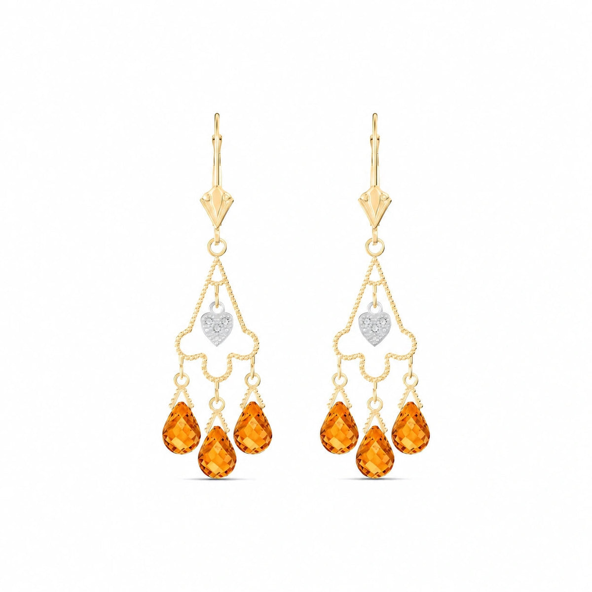 Yellow Gold Citrine & Diamond — Mariagenoveffa