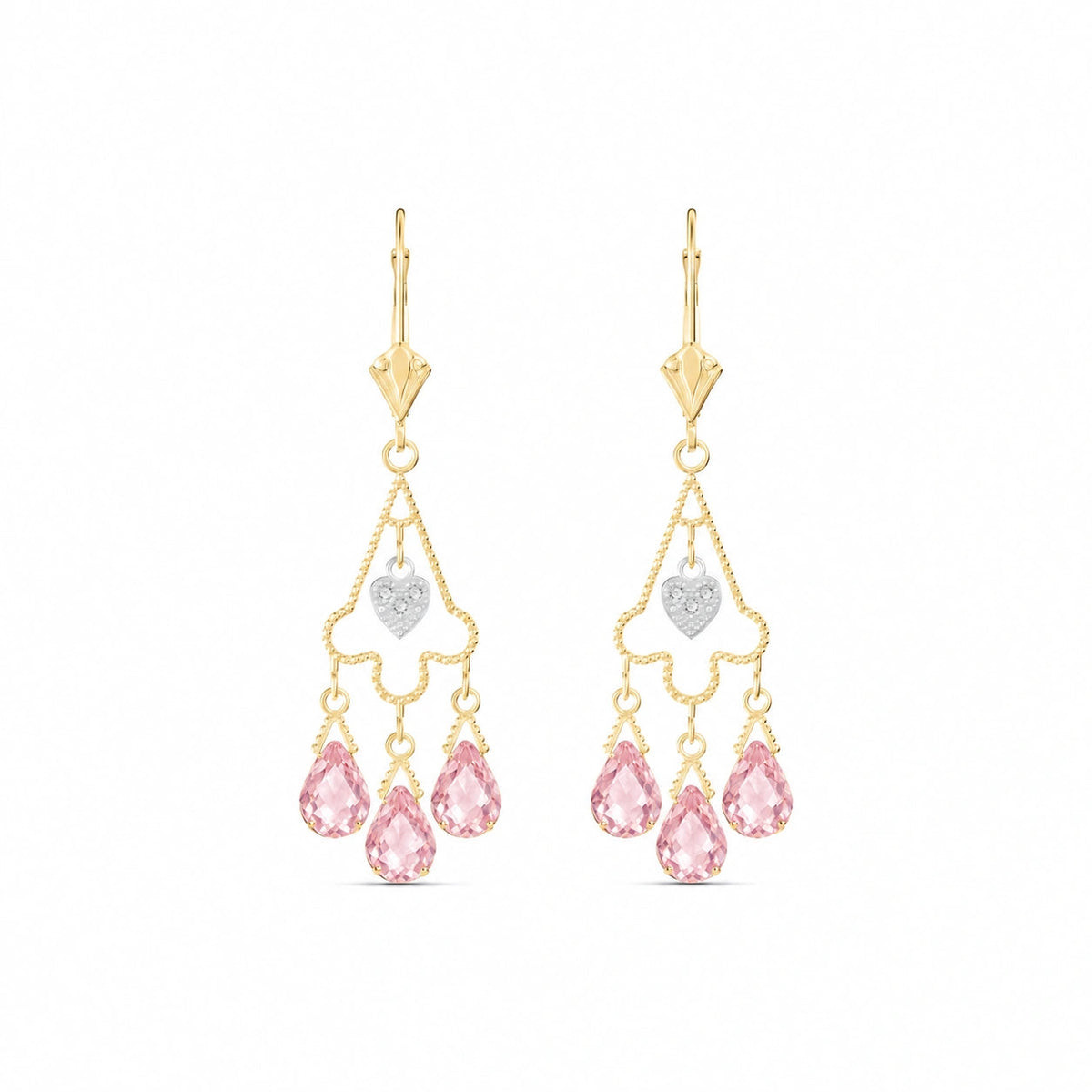 Yellow Gold Pink Topaz & Diamond — Mariagenoveffa