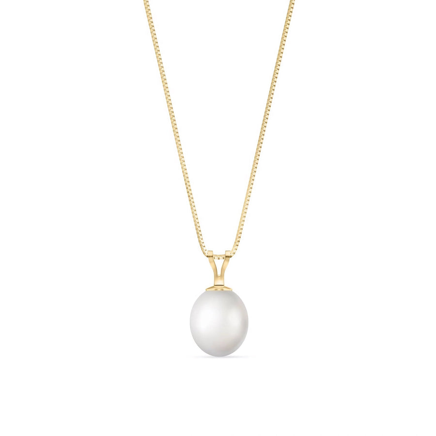 Yellow Gold Belle Pendant Necklace Pearl 10K — Carina