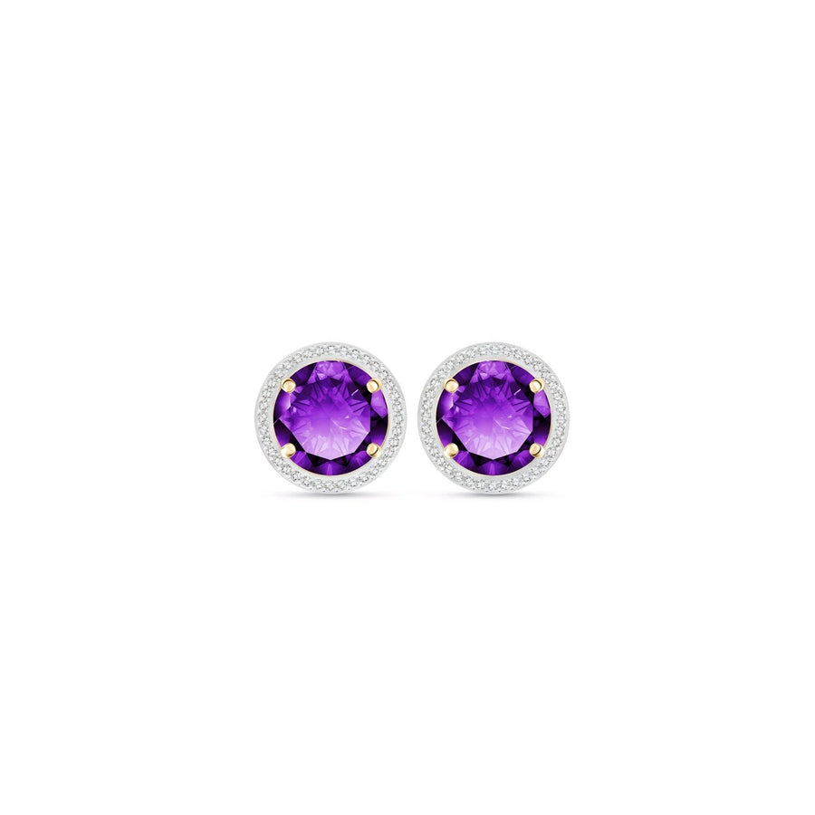 Yellow Gold Earrings Amethyst 10K — Osanna