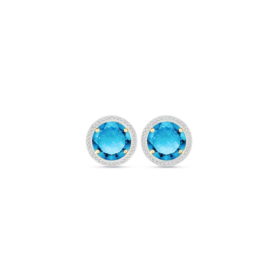 Yellow Gold Earrings Blue Topaz 10K — Osanna