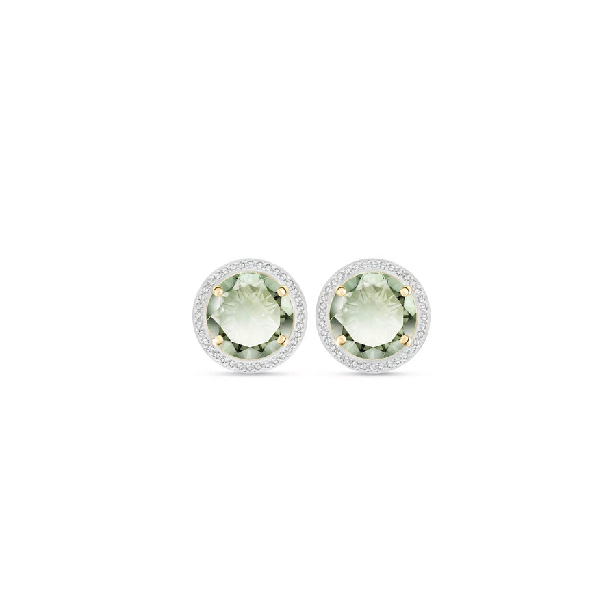 Yellow Gold Earrings Green Amethyst 10K — Osanna