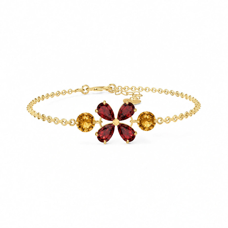 Yellow Gold Cluster Gemstone Bracelet Aquamarine 10K — Fioretta