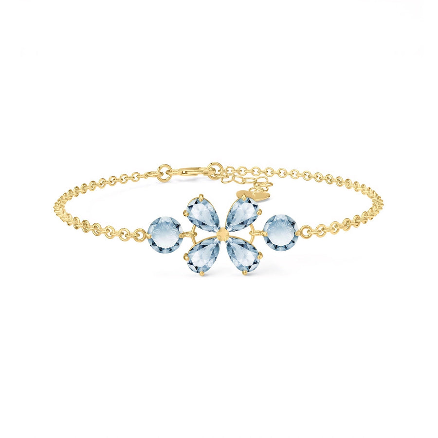 Yellow Gold Cluster Gemstone Bracelet Blue Topaz 10K — Fioretta
