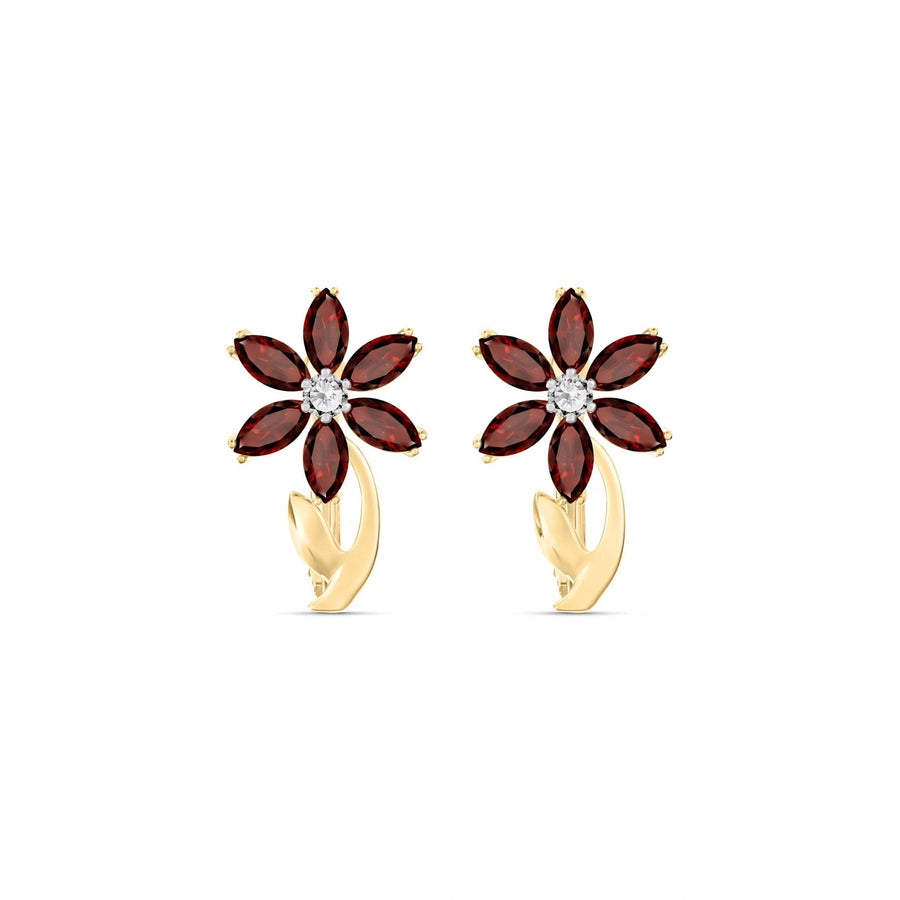 Yellow Gold Earrings Garnet 10K — Carolina