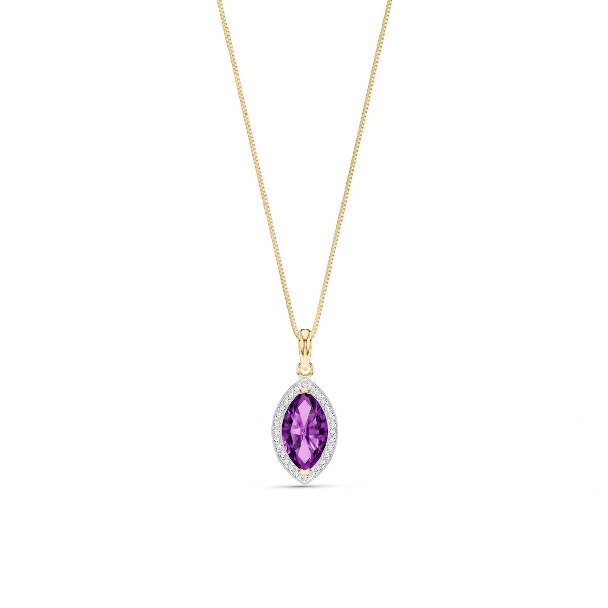 Yellow Gold Pendant Necklace Amethyst 10K — Immacolata