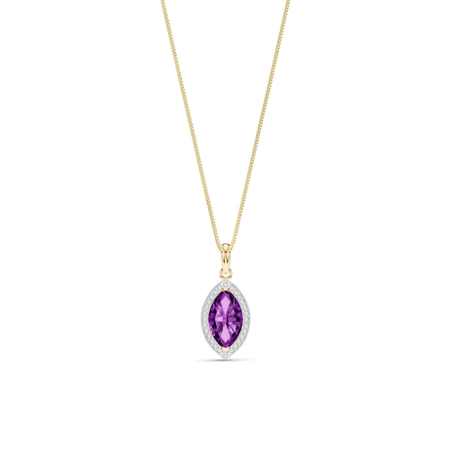 Yellow Gold Pendant Necklace Amethyst 10K — Immacolata