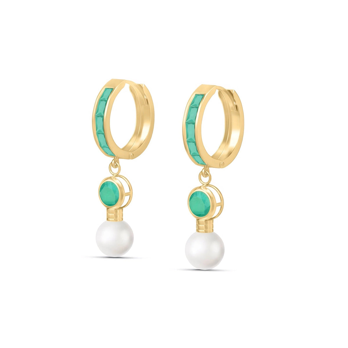 Yellow Gold Classic Earrings Emerald 10K — Fabrizia