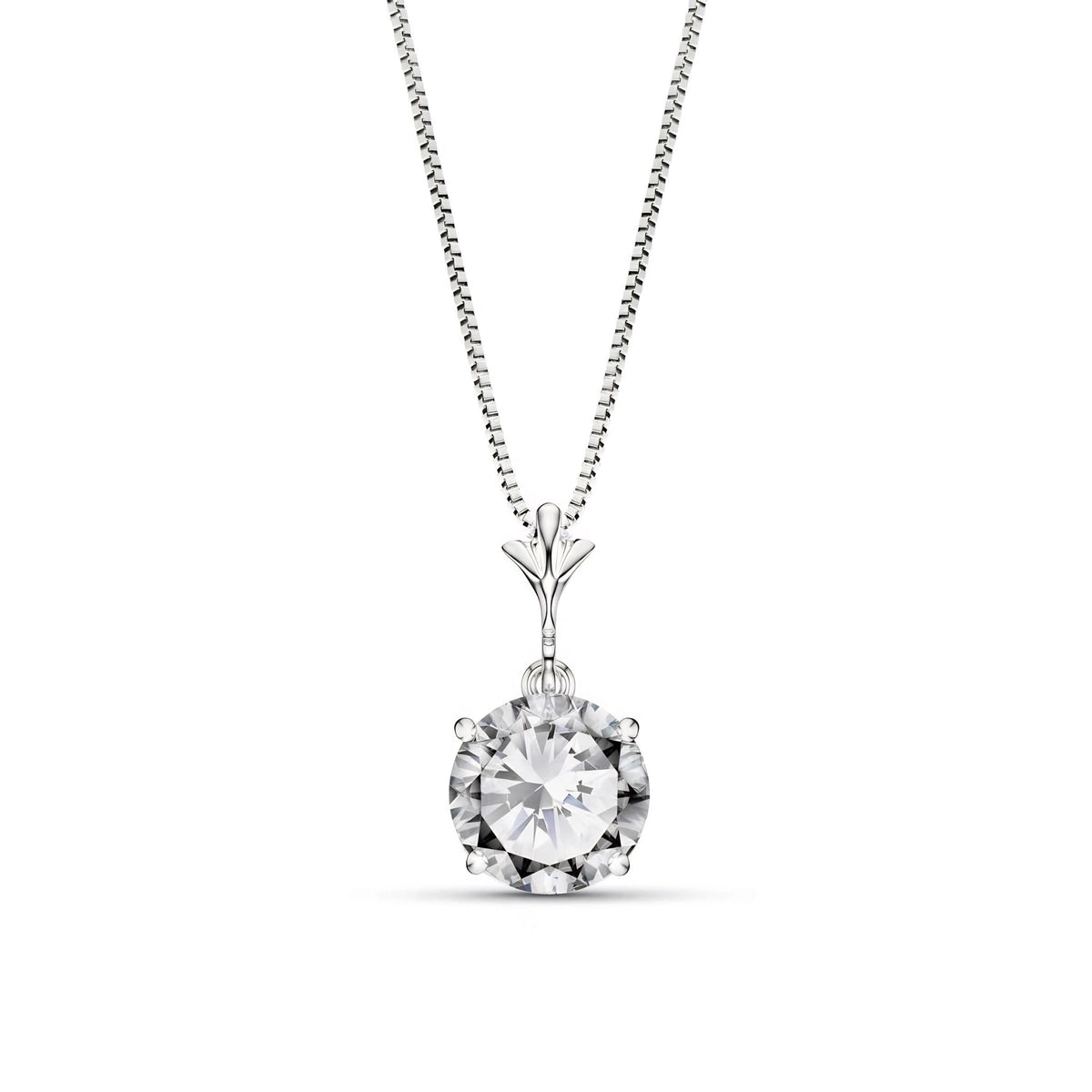 White Gold Petal Rose Necklace Cubic Zirconia — Liliana