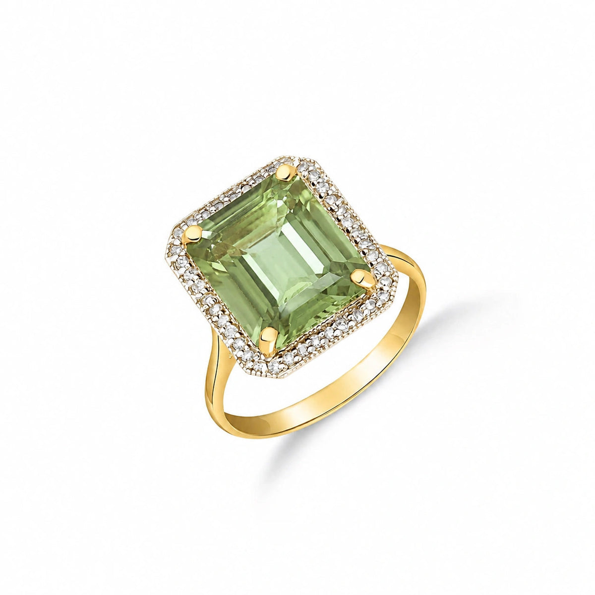 Yellow Gold Ring Green Amethyst 10K — Giorgia
