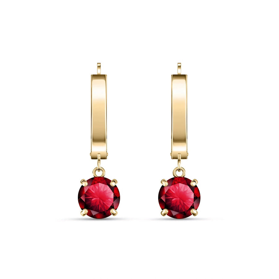 Yellow Gold Belle Drop Earrings Ruby 10K — Angela