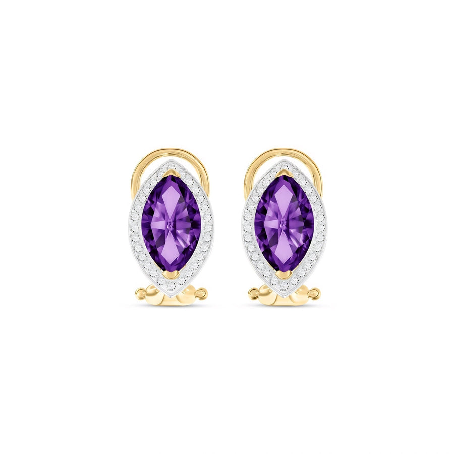 Yellow Gold Earrings Amethyst 10K — Mariella